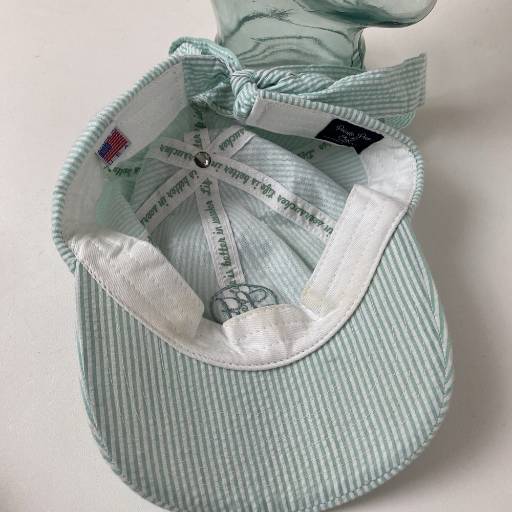 Lauren James Bow Hat Womens One Size Preppy Southern Seersucker Cap tie back LJ - Picture 10 of 11